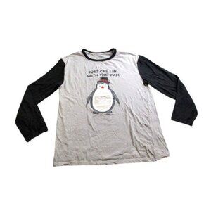 Penguin‎ Shirt Adult Large Just Chillin With The Fam Snowflakes Sleepwear Mens